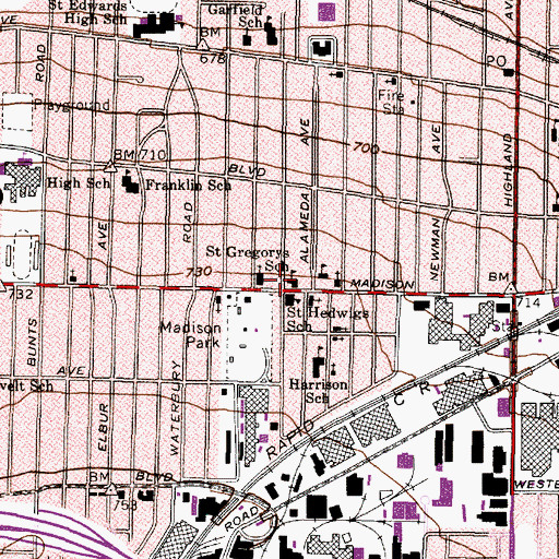 Topographic Map of Saint Gregorys School, OH