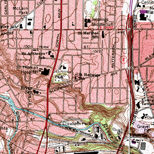 Topographic Map of Saint Hedwigs School, OH