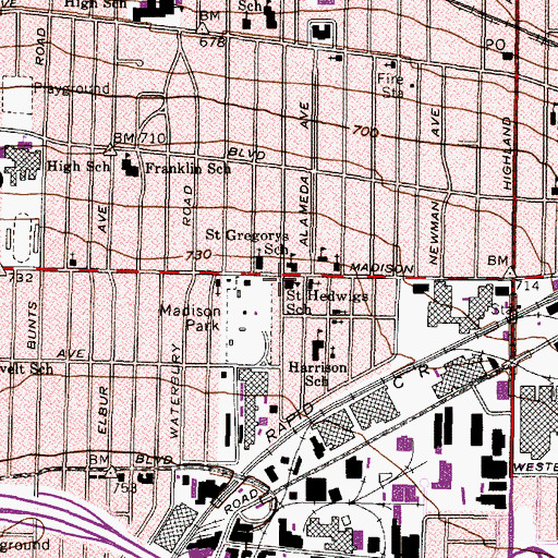 Topographic Map of Saint Hedwigs School, OH