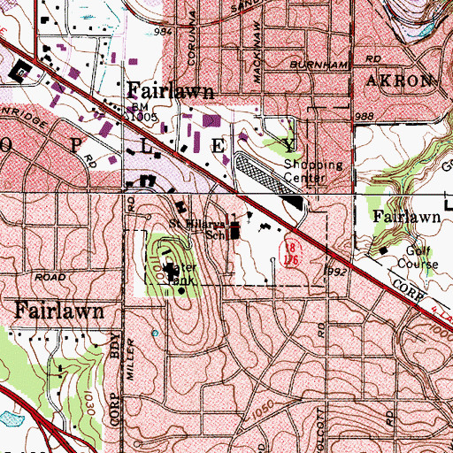 Topographic Map of Saint Hilarys School, OH