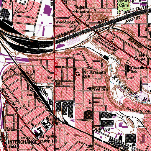 Topographic Map of Saint Hyacinth School (historical), OH