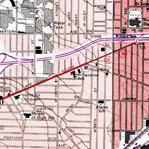Topographic Map of Saint Ignatius School, OH