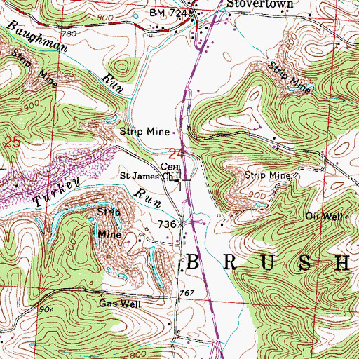 Topographic Map of Saint James Church, OH