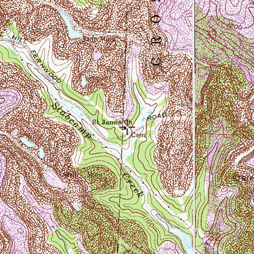 Topographic Map of Saint James Church, OH