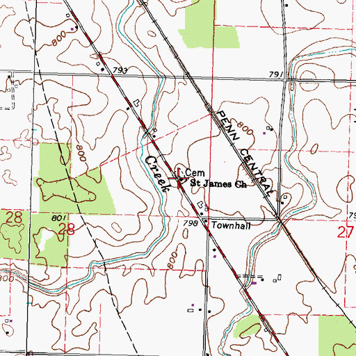 Topographic Map of Saint James Church, OH