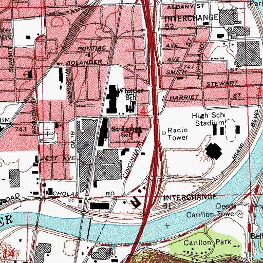 Topographic Map of Saint James School, OH