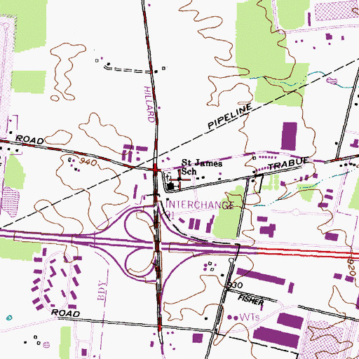 Topographic Map of Saint James School, OH