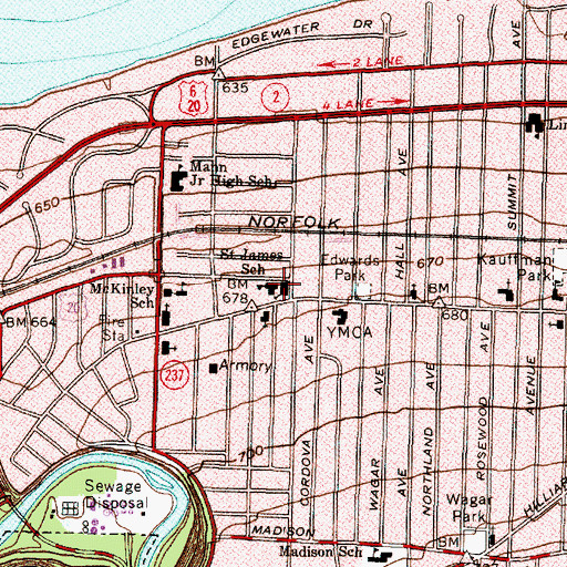 Topographic Map of Saint James School (historical), OH