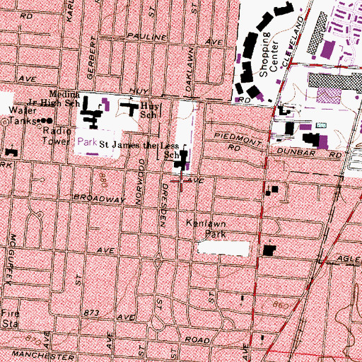 Topographic Map of Saint James the Less School, OH