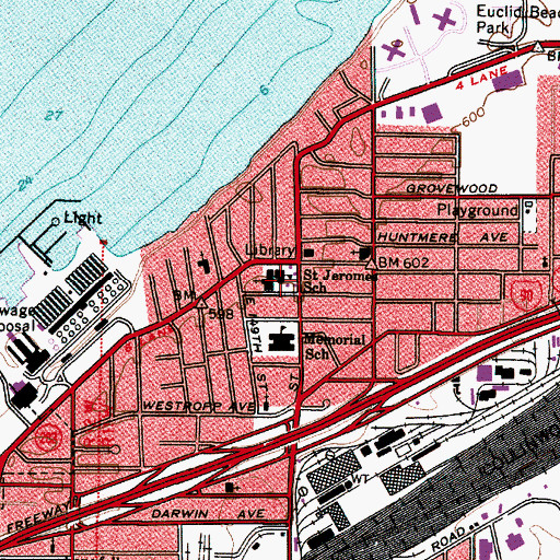 Topographic Map of Saint Jeromes School, OH