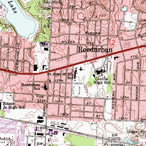 Topographic Map of Saint Joan of Arc School, OH