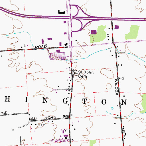 Topographic Map of Saint John Cemetery, OH