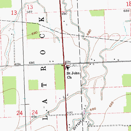 Topographic Map of Saint John Church, OH