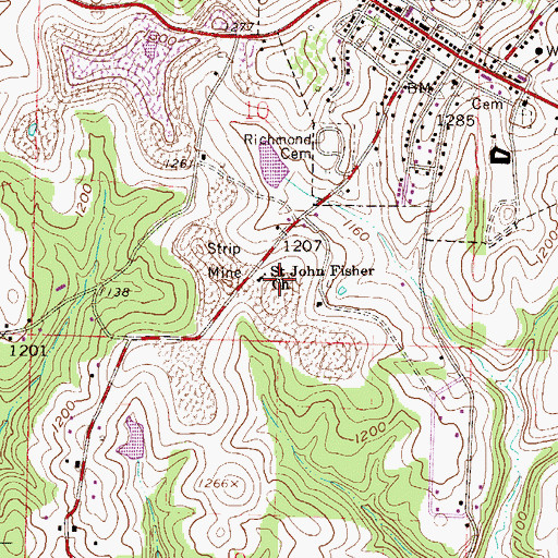 Topographic Map of Saint John Fisher Church, OH