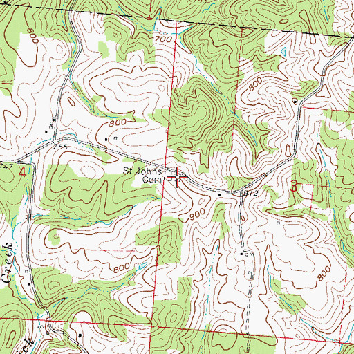 Topographic Map of Saint Johns Cemetery, OH