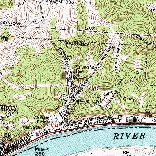 Topographic Map of Saint Johns Cemetery, OH