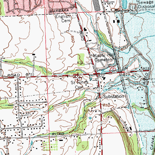 Topographic Map of Saint Johns Cemetery, OH