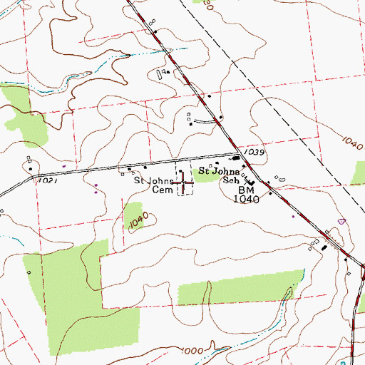 Topographic Map of Saint Johns Cemetery, OH