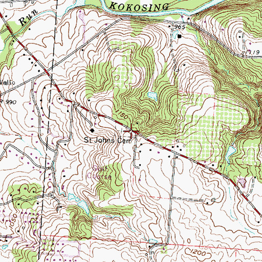 Topographic Map of Saint Johns Cemetery, OH