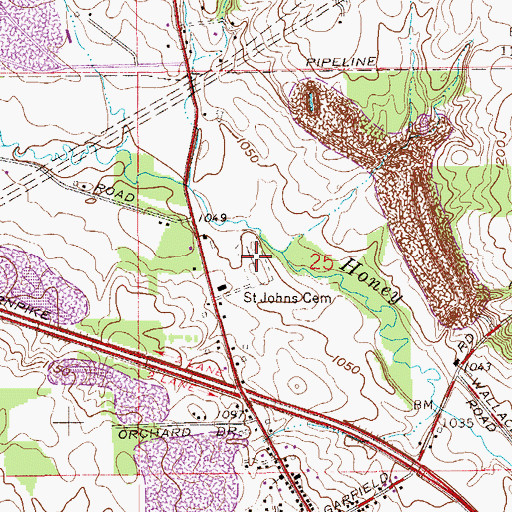 Topographic Map of Saint Johns Cemetery, OH