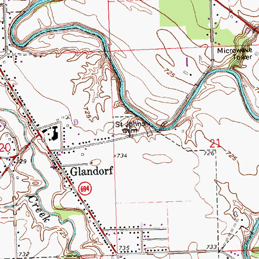 Topographic Map of Saint Johns Cemetery, OH