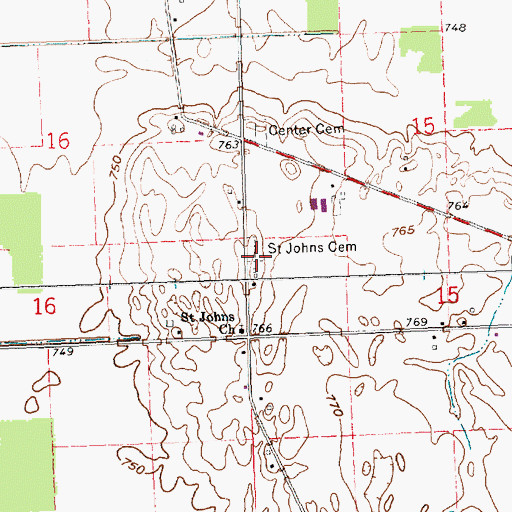 Topographic Map of Saint Johns Cemetery, OH