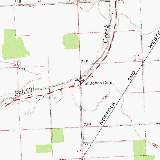Topographic Map of Saint Johns Cemetery, OH