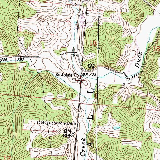 Topographic Map of Saint Johns Church, OH