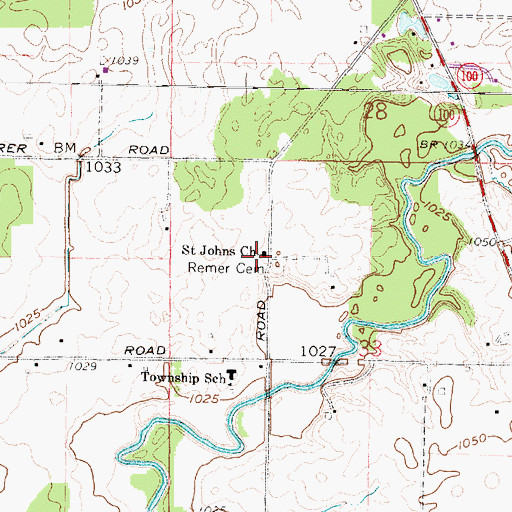 Topographic Map of Saint Johns Church, OH