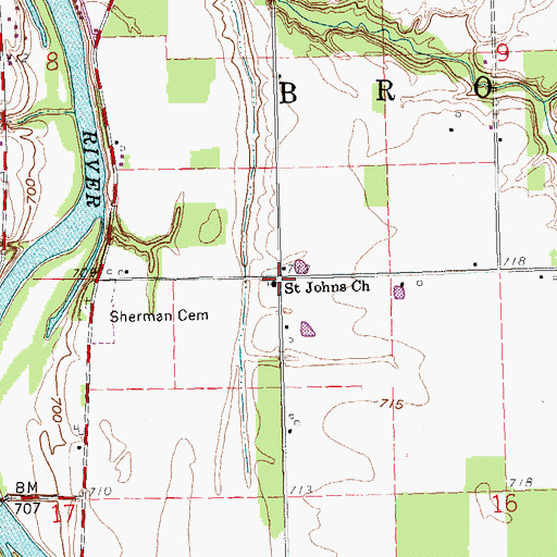 Topographic Map of Saint Johns Church, OH