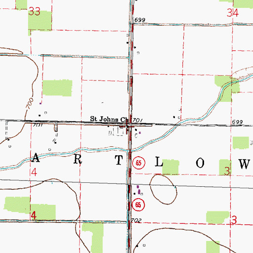 Topographic Map of Saint Johns Lutheran Church, OH