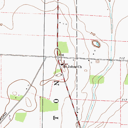 Topographic Map of Saint Johns Church, OH