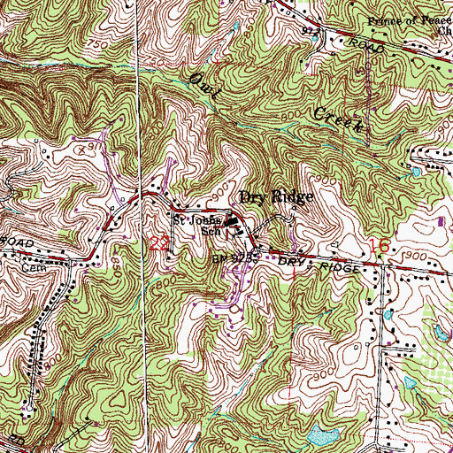 Topographic Map of Saint Johns School, OH