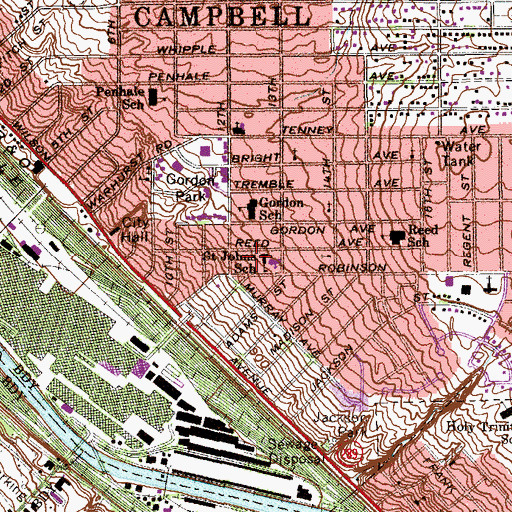 Topographic Map of Saint Johns School, OH