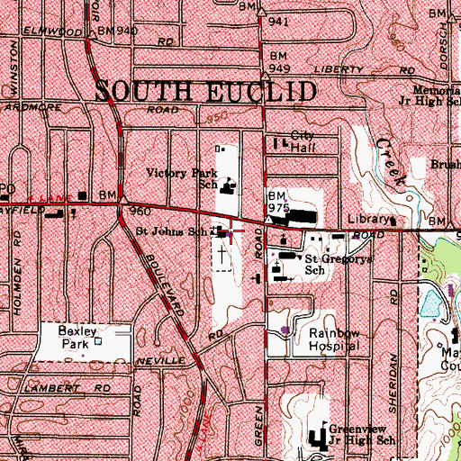 Topographic Map of Saint John Lutheran School, OH