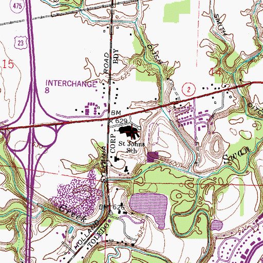 Topographic Map of Saint John's Jesuit High School and Academy, OH