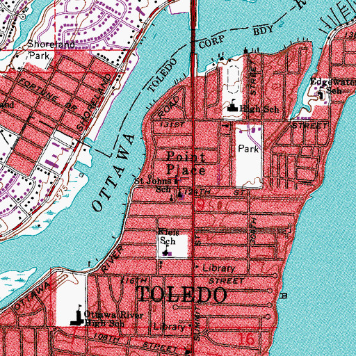 Topographic Map of Saint John Elementary School, OH