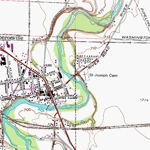 Topographic Map of Saint Joseph Cemetery, OH