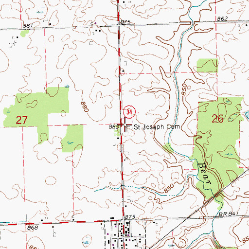 Topographic Map of Saint Joseph Cemetery, OH