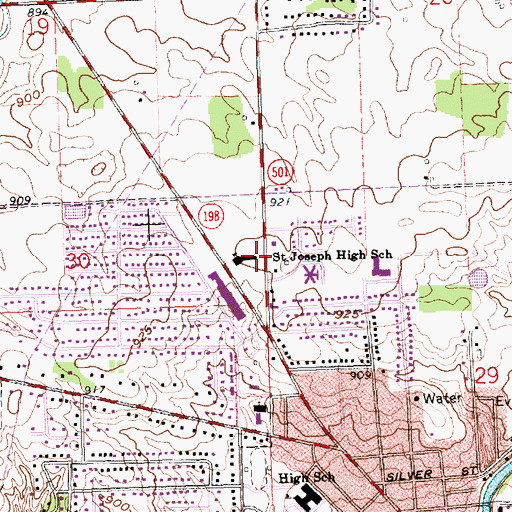 Topographic Map of Saint Joseph High School, OH