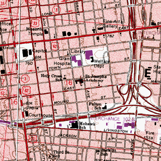 Topographic Map of Saint Josephs Academy, OH