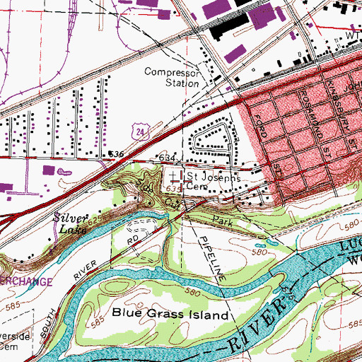 Topographic Map of Saint Josephs Cemetery, OH