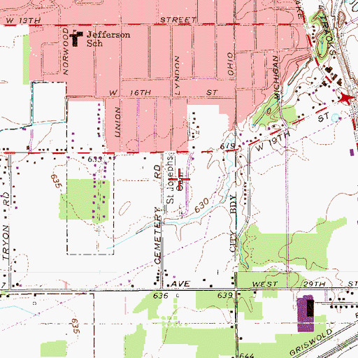 Topographic Map of Saint Josephs Cemetery, OH