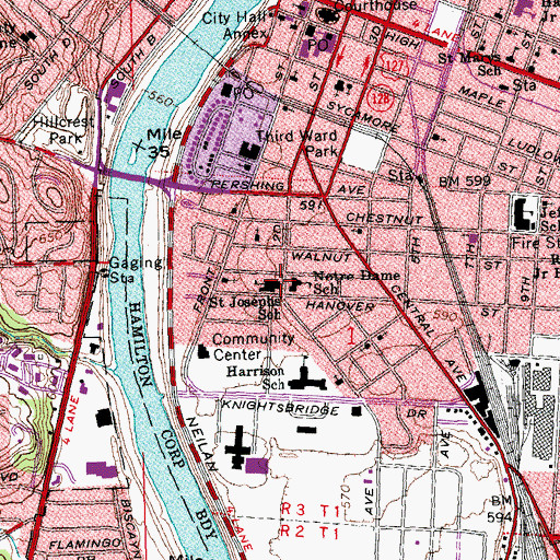 Topographic Map of Saint Josephs School, OH