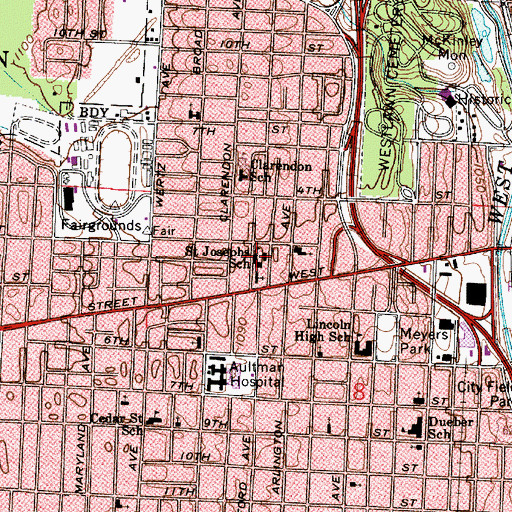 Topographic Map of Saint Josephs School, OH