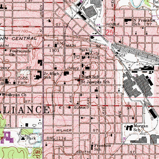 Topographic Map of Saint Josephs School, OH