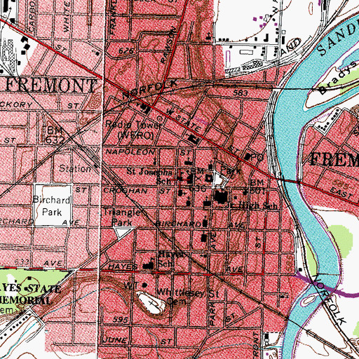 Topographic Map of Saint Josephs School, OH