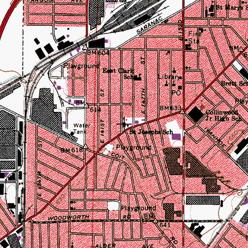 Topographic Map of Saint Josephs School, OH
