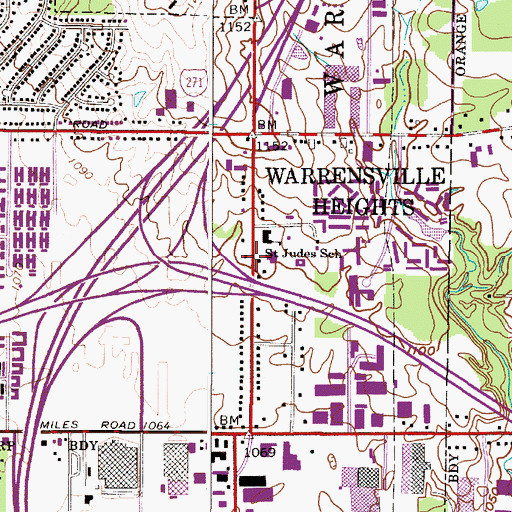 Topographic Map of Saint Judes School, OH