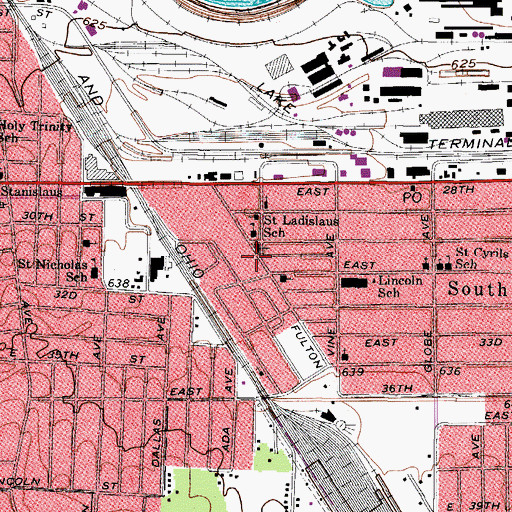 Topographic Map of Saint Ladislaus School, OH